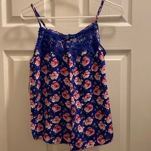 blue floral cami/ tank